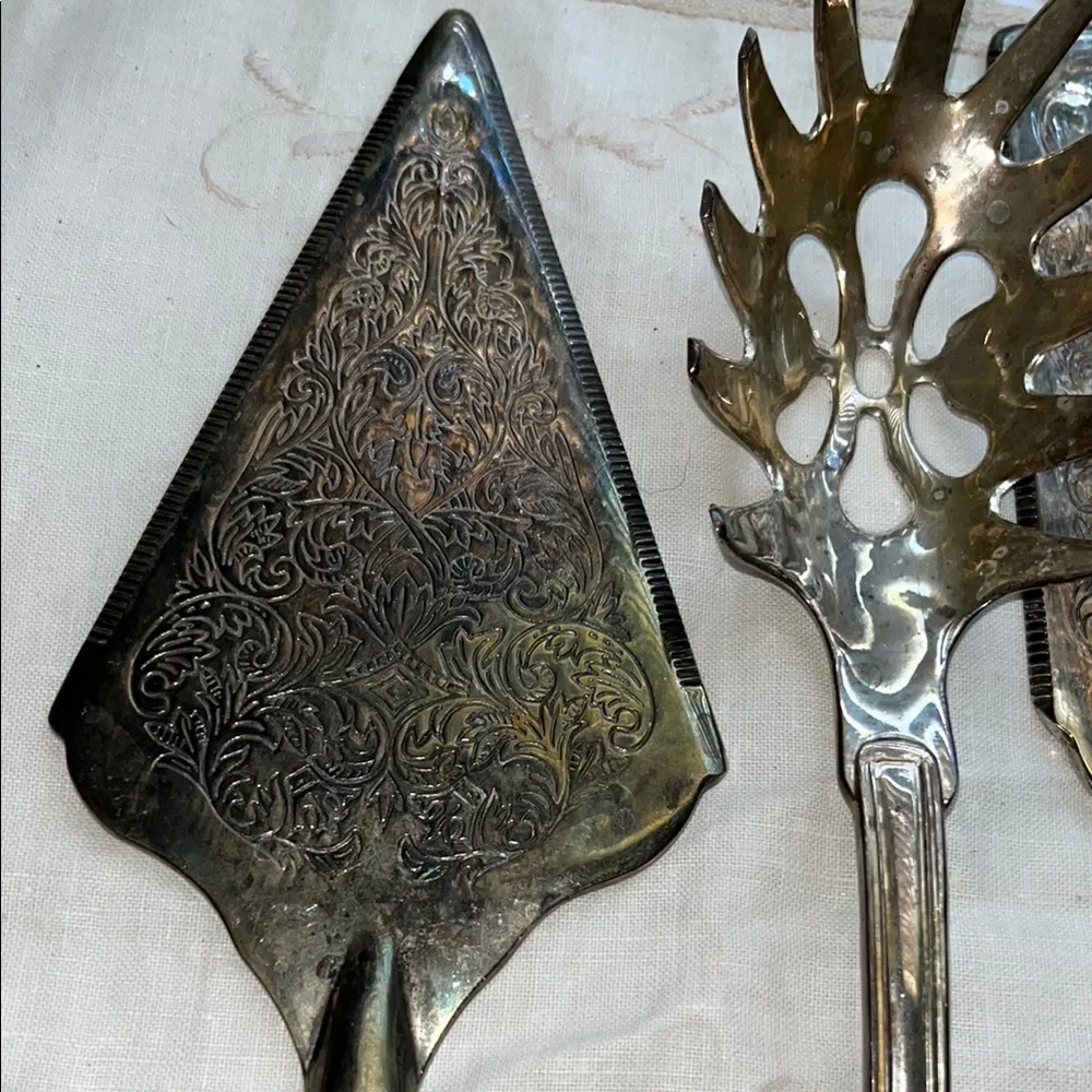 Vintage Victorian Style Sheffield Silver Plate Cutlery Marvelous Set of 4 Cake